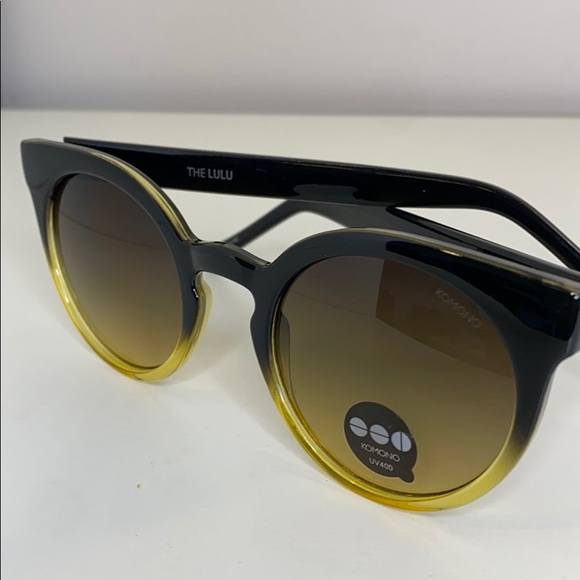 Komono Sunglasses NEW Lulu Black/ Yellow cat eye - Picture 11 of 16